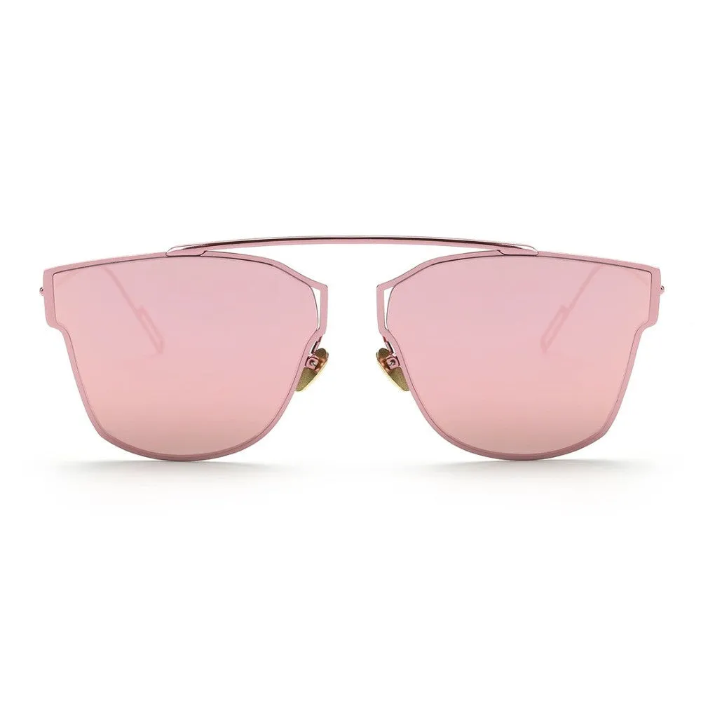 Women's Sunglasses Metal Frame Reflective Coating Mirror Flat Panel Lens Brand Designer Sun Glasses