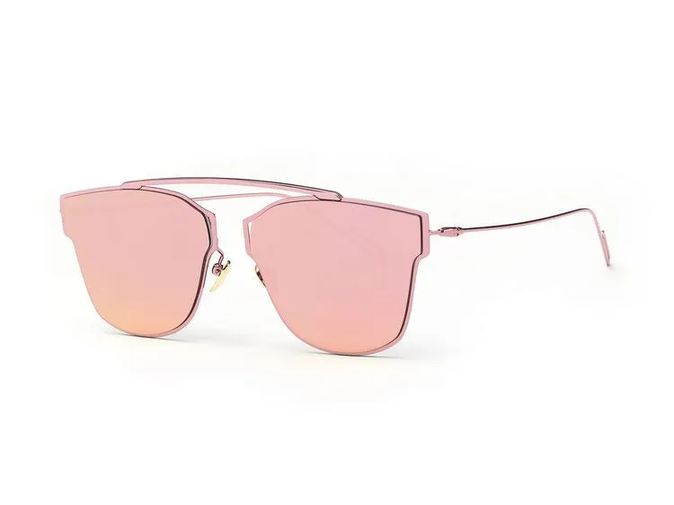 Women's Sunglasses Metal Frame Reflective Coating Mirror Flat Panel Lens Brand Designer Sun Glasses