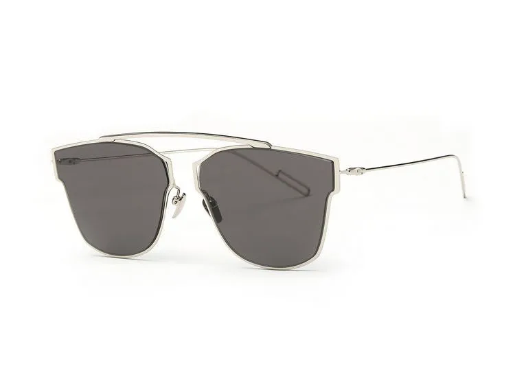 Women's Sunglasses Metal Frame Reflective Coating Mirror Flat Panel Lens Brand Designer Sun Glasses