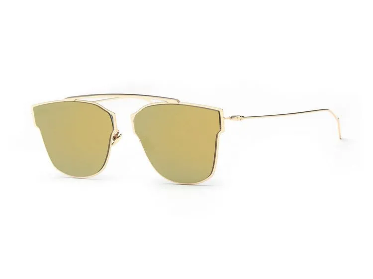 Women's Sunglasses Metal Frame Reflective Coating Mirror Flat Panel Lens Brand Designer Sun Glasses