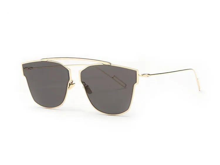 Women's Sunglasses Metal Frame Reflective Coating Mirror Flat Panel Lens Brand Designer Sun Glasses