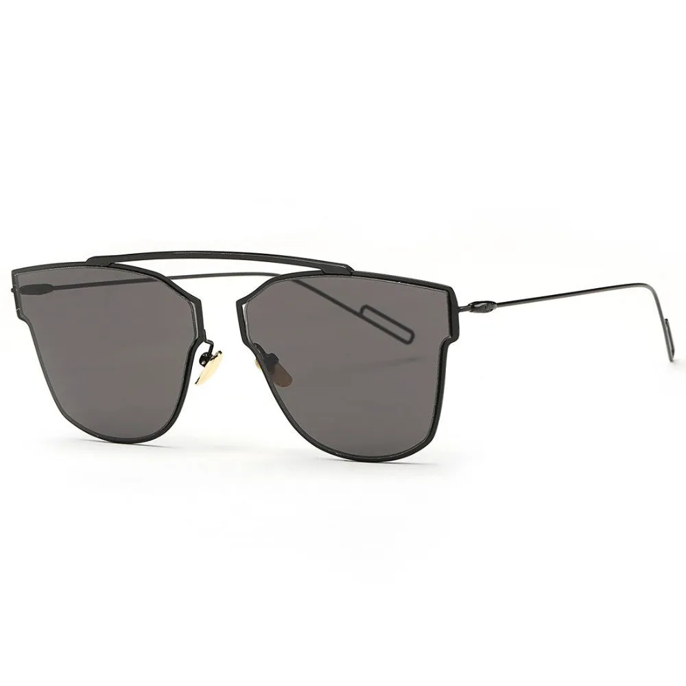 Women's Sunglasses Metal Frame Reflective Coating Mirror Flat Panel Lens Brand Designer Sun Glasses